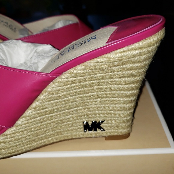 New Michael Kors Kami Lacquer Pink Espadrille Mule - Picture 6 of 8